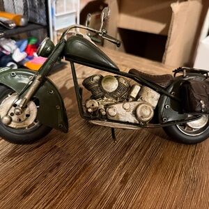 Vintage Green Metal Motorcycle Model